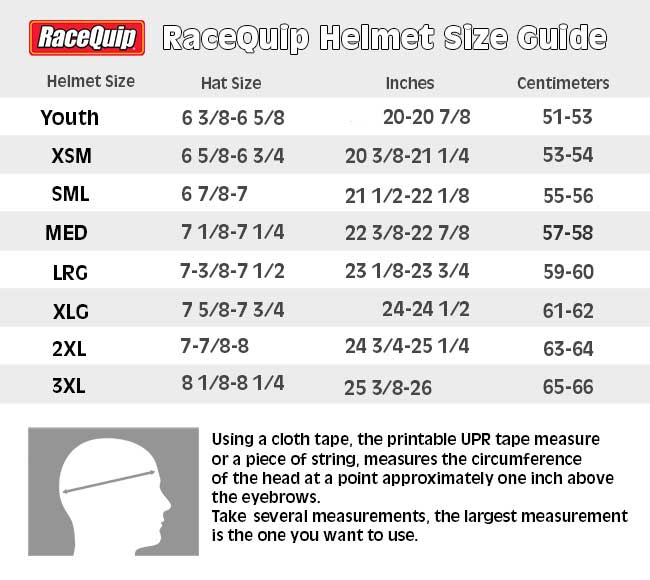 racequip pro youth sfi 24 1 at the best prices upr com simpson racing helmet sizing chart